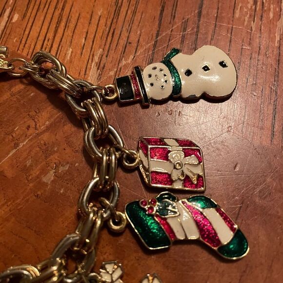 “Festive Silvertone Christmas Charm Bracelet - Spread Holiday Cheer in Style!” - Picture 4 of 7